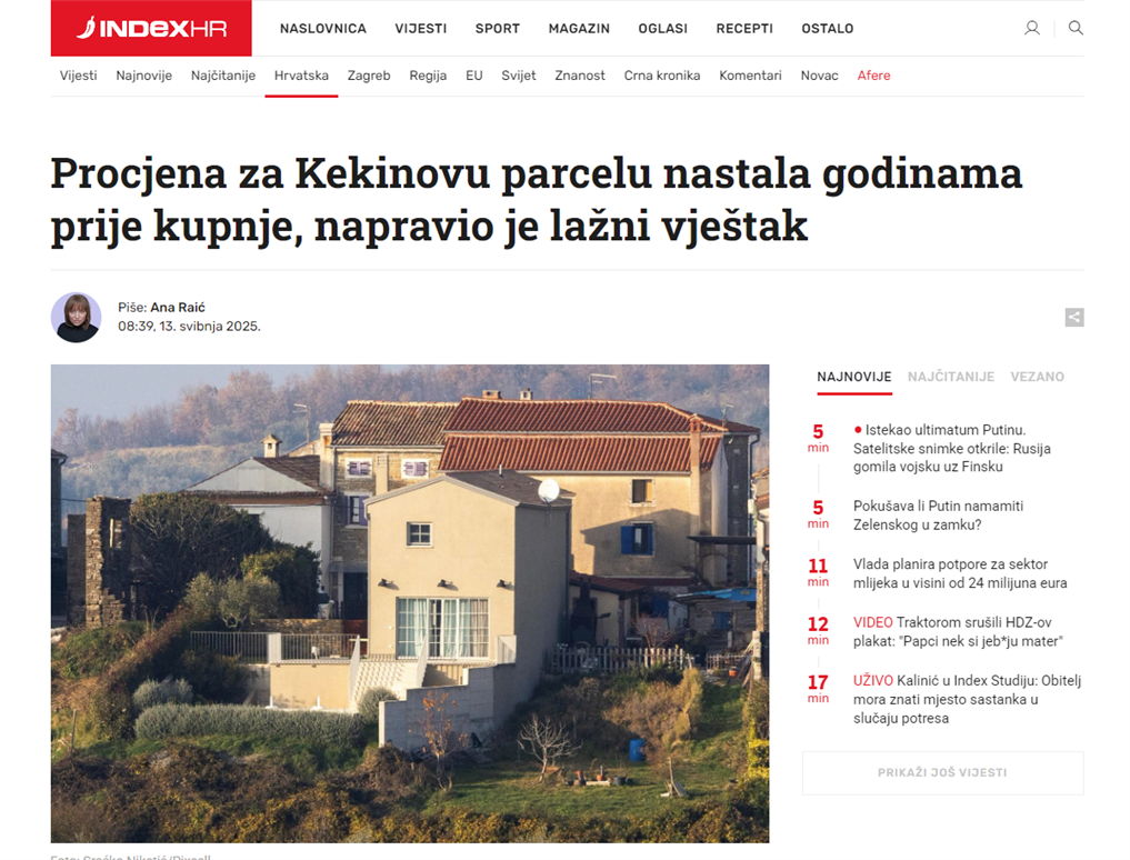 Lažni sudski vještak procijenio zemljište Ivane Kekin? Index otkriva nove detalje